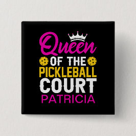 Koningin van het Pickleball Court Persoonlijke naa Vierkante Button 5,1 Cm