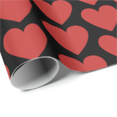 Koningin van het rode hart op zwarte vakantie cadeaupapier (Rol Hoek)
