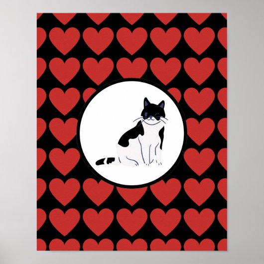 Koningin van het rode hartje Kat zwarte witte kat  Poster (Voorkant)