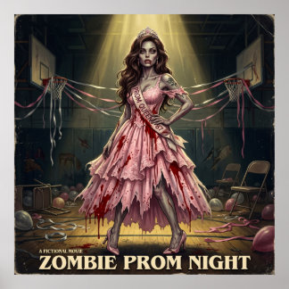 Koningin van het Vintage Zombie Schoolfeest Poster