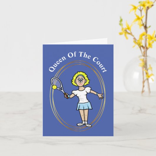Koningin van het Vrouw Tennis Player Card Kaart (Gele Bloem)