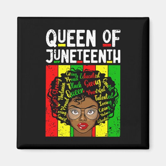 Koningin van Juneteenth Black History Month Melani Magneet (Voorkant)