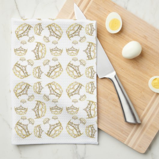 Koningin van Kroon Tiara Pattern Kitchen Towel Theedoek (Quarter Fold)