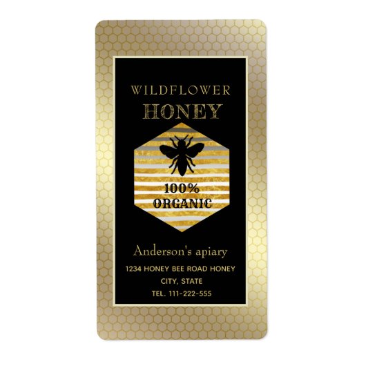  koningin van logo honingbijen jar etiket (Voorkant)