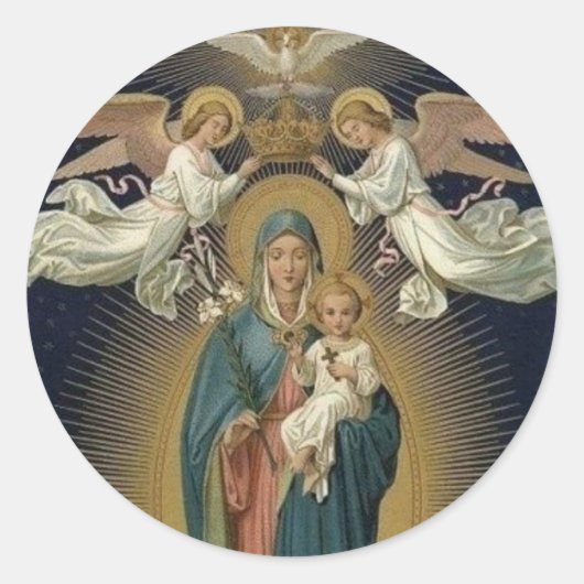 Koningin van Maagd Maria AUG 22 Ronde Sticker (Voorkant)