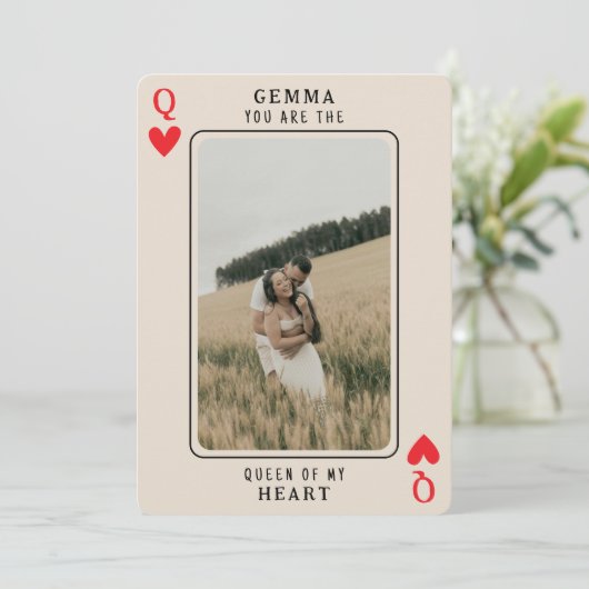 Koningin van mijn hart aangepaste foto Valentijnsd Feestdagenkaart (Staand voorkant)