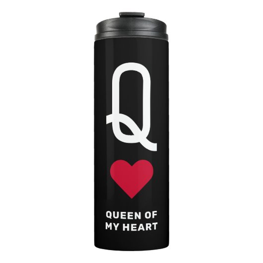 KONINGIN VAN mijn hart | Aangepaste naam 4 Foto un Thermosbeker (Voorkant)