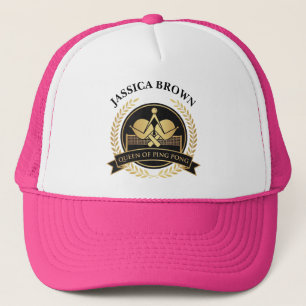 Koningin Van Ping Pong Aangepaste Naam Gouden Kl Trucker Pet
