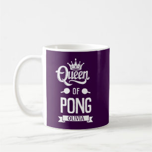 Koningin Van Pong Aangepaste Naam Modern Donkerp Koffiemok