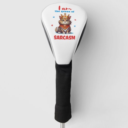 Koningin van sarcasme leuke kat golfheadcover (Voorkant)
