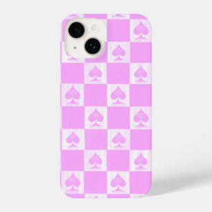 Koningin van schoppen iPhone Case Cute Pink Checke iPhone 14 Hoesje