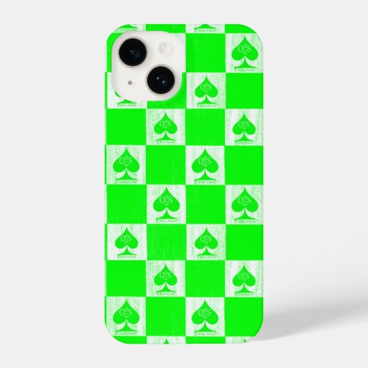 Koningin van schoppen iPhone Case Green Checkers Q Hoesje (Achterkant)