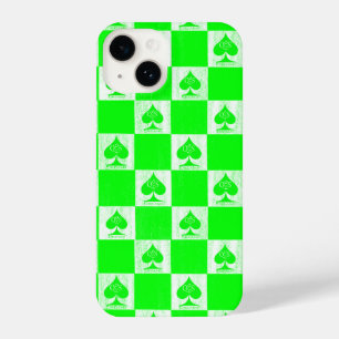 Koningin van schoppen iPhone Case Green Checkers Q iPhone 14 Hoesje