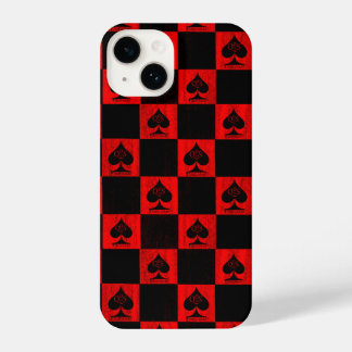Koningin van schoppen iPhone Case Red Checkers QoS 14 Hoesje