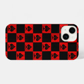 Koningin van schoppen iPhone Case Red Checkers QoS iPhone Hoesje (Achterkant horizontaal)