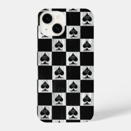 koningin van schoppen iPhone Case White Checkers Q iPhone 14 Hoesje