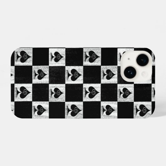 koningin van schoppen iPhone Case White Checkers Q iPhone Hoesje (Achterkant horizontaal)