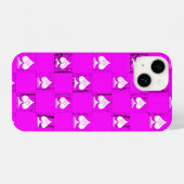 Koningin van schoppen Pink White Checkers QoS iPhone Hoesje (Achterkant horizontaal)