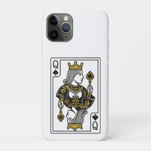 Koningin van Schoppen - Zwart & Goud Case-Mate iPhone Case