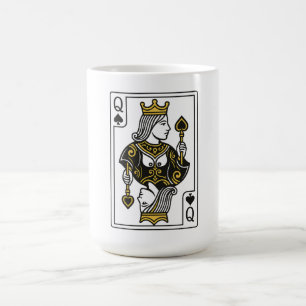 Koningin van Schoppen - Zwart & Goud Koffiemok
