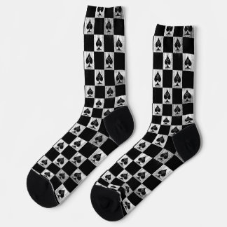 koningin van schoppenboksokken White Black Checker Sokken