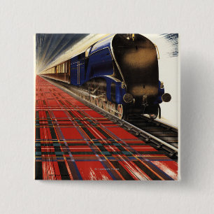 Koningin van Schots Pullman Train Vierkante Button 5,1 Cm