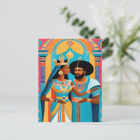 Koningin van Sheba en Koning Salomo Briefkaart (Staand voorkant)