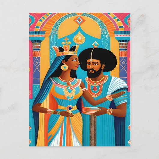 Koningin van Sheba en Koning Salomo Briefkaart (Voorkant)