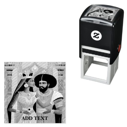 Koningin van Sheba en Koning Salomo Zelfinkt Stemp Zelfinktende Stempel (In situ)