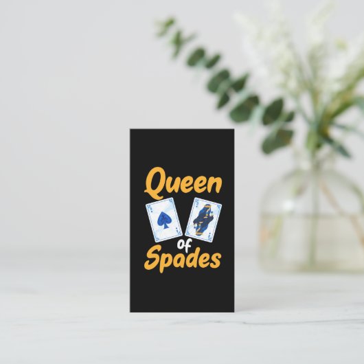 Koningin van Spades Table Gambling Card Gamer Visitekaartje (Staand voorkant)