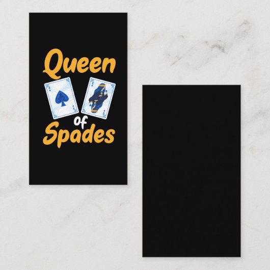 Koningin van Spades Table Gambling Card Gamer Visitekaartje (Voorkant / Achterkant)
