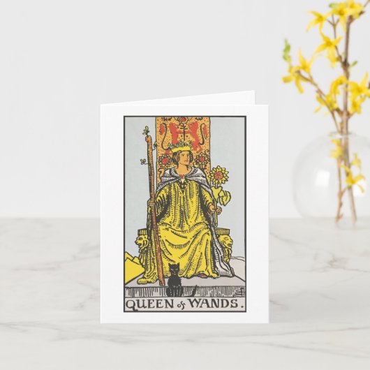 Koningin van toverstokken - Rider Waite Smith taro Kaart (Gele Bloem)