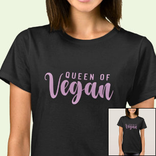 Koningin van Vegan Roze op Zwart T-shirt