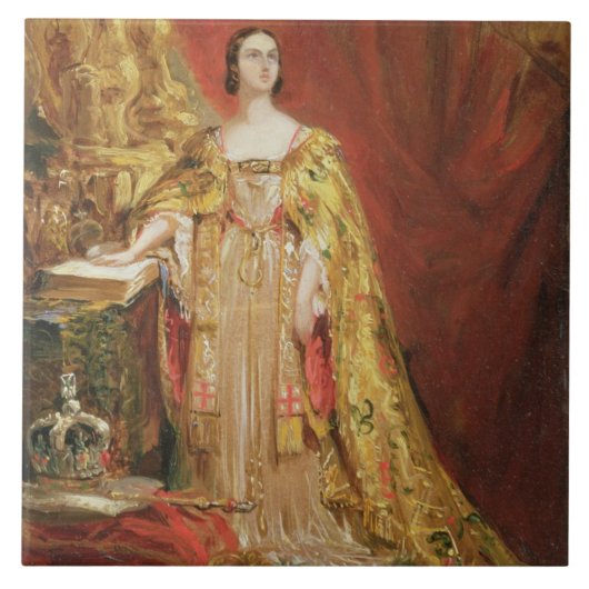 Koningin Victoria (1819-1901) met de kroon O Tegeltje (Voorkant)