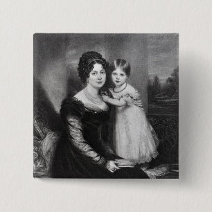Koningin Victoria als baby met haar moeder Vierkante Button 5,1 Cm