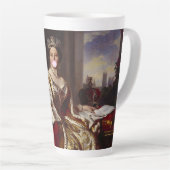 Koningin Victoria blaast roze borrelgom Latte Mok (Rechterhoek)