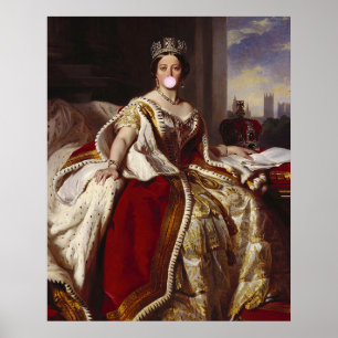 Koningin Victoria blaast roze borrelgom Poster