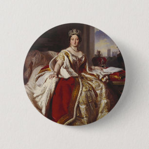 Koningin Victoria: Coronatie Ronde Button 5,7 Cm