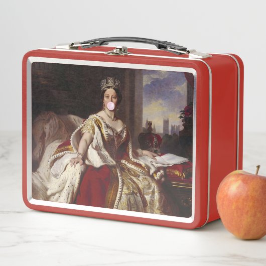 Koningin Victoria die bubblegum blaast  (In situ)