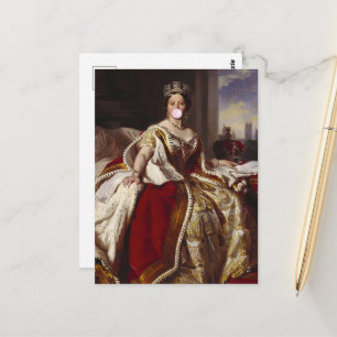 Koningin Victoria die bubblegum blaast  Briefkaart