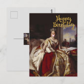 KONINGIN VICTORIA DIE EEN ROZE KAUWGOM-BEL Blaast Briefkaart (Voorkant / Achterkant)