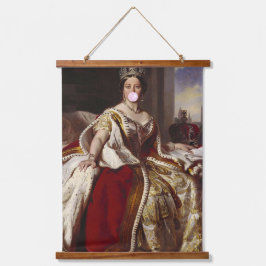 Koningin Victoria die een roze kauwgomblaas blaast Hangend Wandkleed