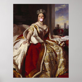 KONINGIN VICTORIA DIE EEN ROZE KAUWGUMBLAAS BLAAS  POSTER