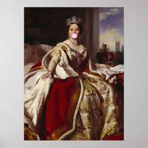 KONINGIN VICTORIA DIE EEN ROZE KAUWGUMBLAAS BLAAS  POSTER