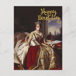 KONINGIN VICTORIA DIE EEN ROZE KAUWGUMBLAAS BLIJFT BRIEFKAART