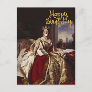 KONINGIN VICTORIA DIE EEN ROZE KAUWGUMBLAAS BLIJFT BRIEFKAART