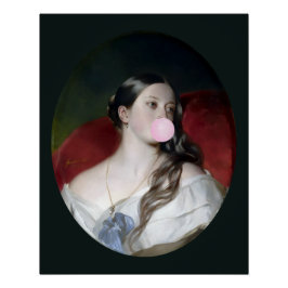 Koningin Victoria die roze kauwgom blaast  Perfect Poster
