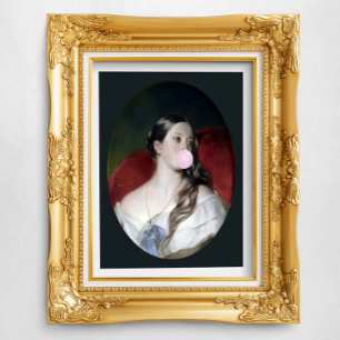 Koningin Victoria die roze kauwgom blaast Perfect Poster