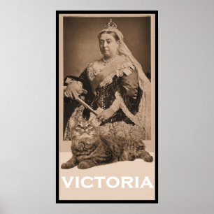 Koningin Victoria en Kat Poster