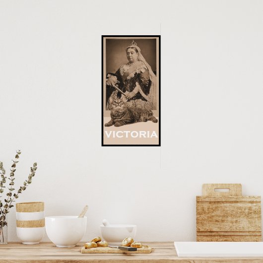 Koningin Victoria en Kat Poster (Keuken)